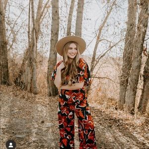 One loved babe floral jumpsuit